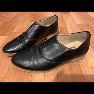 Leather Oxford Black Flat Western Style